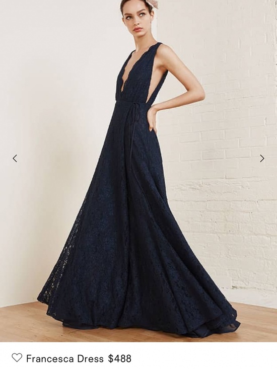 Reformation Dresses & Skirts - Reformation NWT Size 12 $488 Francesca Deep Navy Plunge Lace Dress Wedding Gown